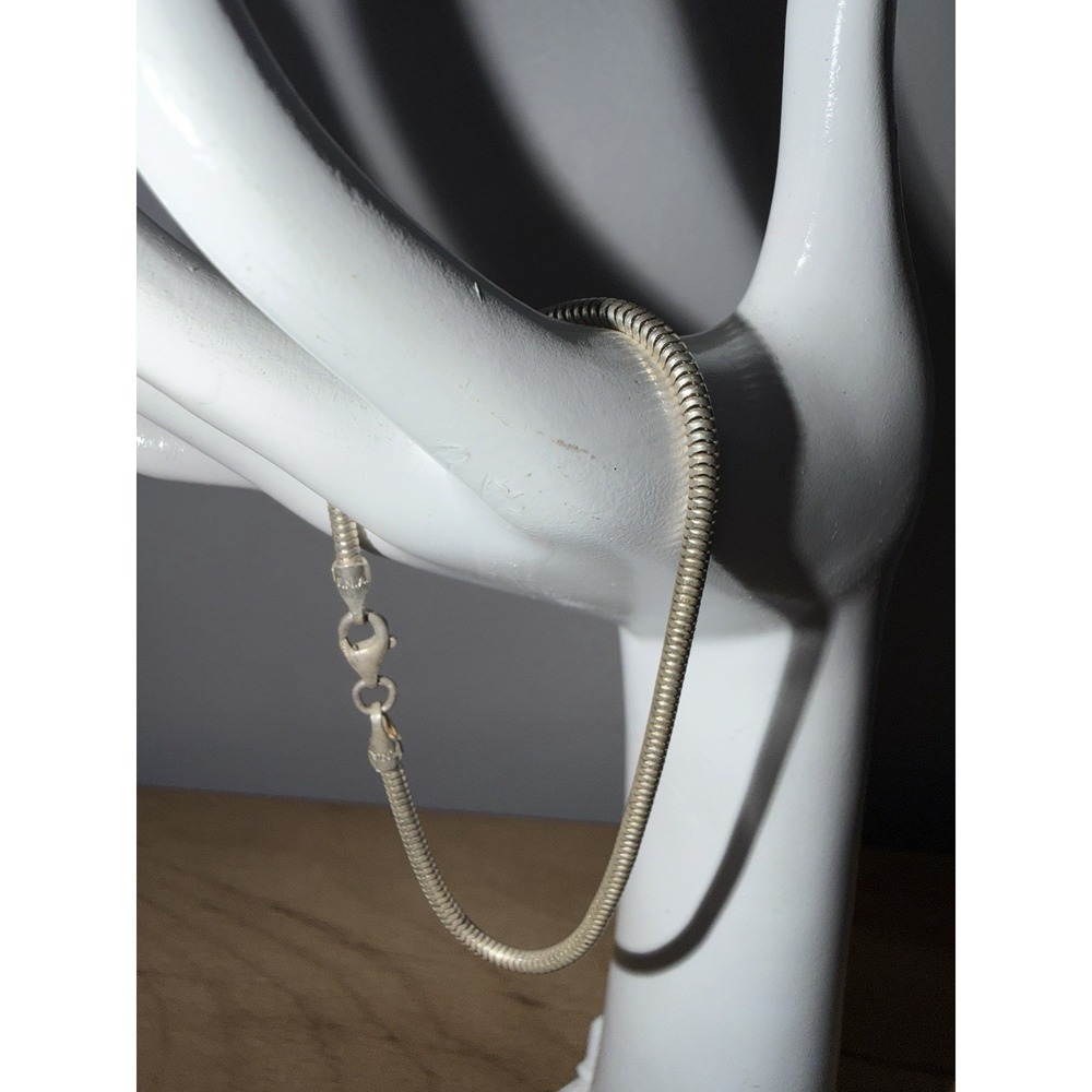Vintage Sterling Silver Bracelet Snake Chain 925 Bracelet 7" Italy